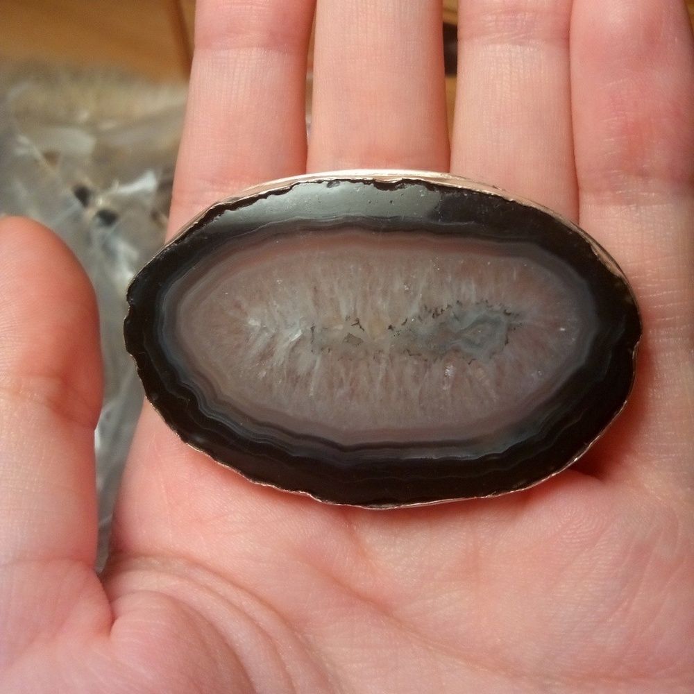 Sterling silver agate pin